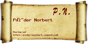 Póder Norbert névjegykártya